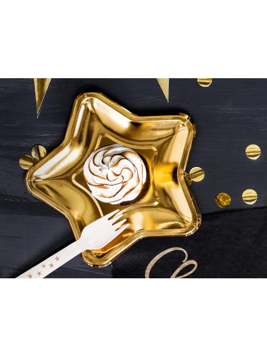 6 platos dorados con forma de estrella de papel (18 cm) - New Year’s Eve & Carnival
