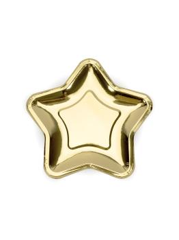 6 platos dorados con forma de estrella de papel (23 cm) - Princess Party