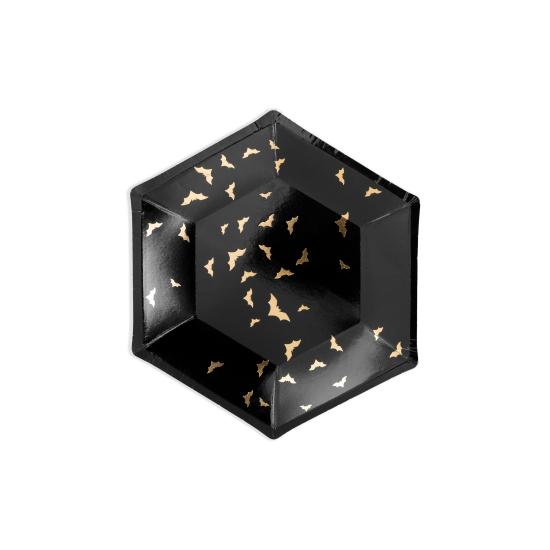 6 platos negros con murciélagos dorados de papel (20 cm) - Trick or Treat Collection 6 platos negros con murciélagos dorados de papel (20 cm) - Trick or Treat Collection