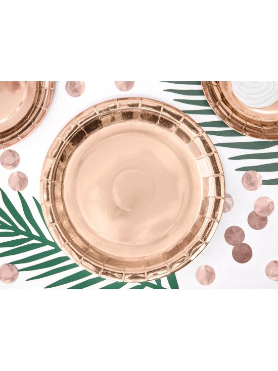 6 platos oro rosas de papel - Vintage Birthday (23 cm)