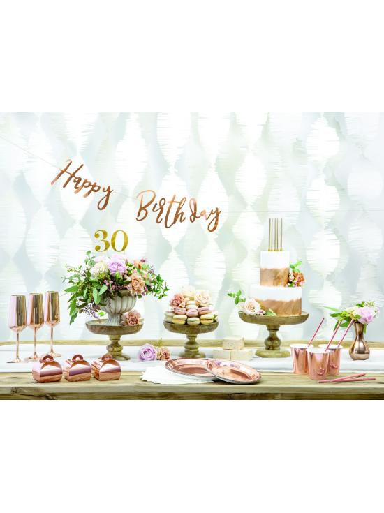 6 platos oro rosas de papel - Vintage Birthday (23 cm)