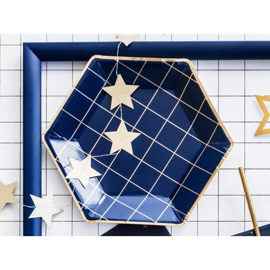 6 platos pentagonales azules marino con cuadrículas doradas de papel para nochevieja (23 cm) - Happy New Year Collection 6 platos pentagonales azules marino con cuadrículas doradas de papel para nochevieja (23 cm) - Happy New Year Collection