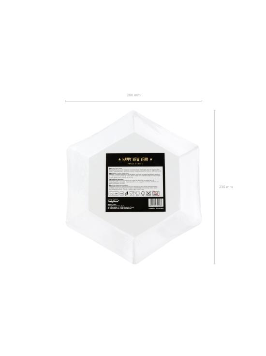 6 platos pentagonales negros con bordes dorados de papel (23 cm) - Gold 30th Birthday