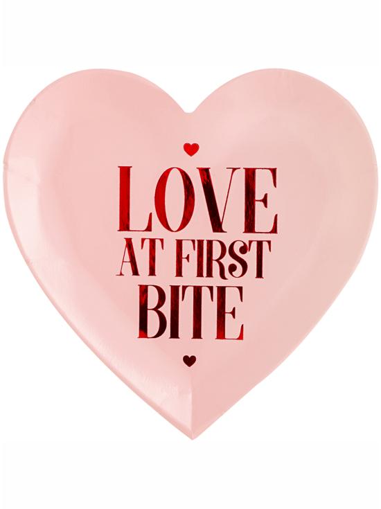 6 platos pequeños con forma de corazón "Love at first bite" (17,5 cm) - Valentine Collection