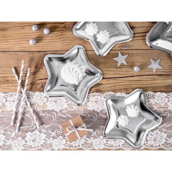 6 platos plateados con forma de estrella de papel (18 cm) - New Year’s Eve & Carnival 6 platos plateados con forma de estrella de papel (18 cm) - New Year’s Eve & Carnival