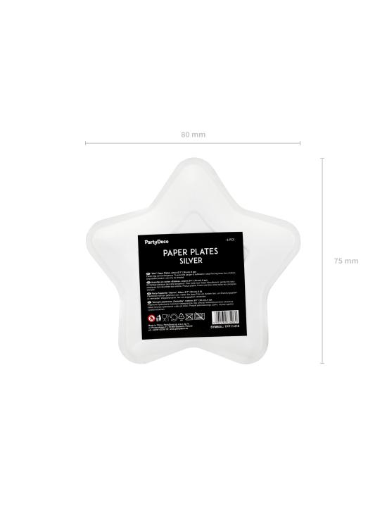 6 platos plateados con forma de estrella de papel (18 cm) - New Year’s Eve & Carnival