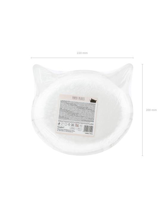 6 platos rosas con forma de gato de papel (22x20 cm) - Meow Party