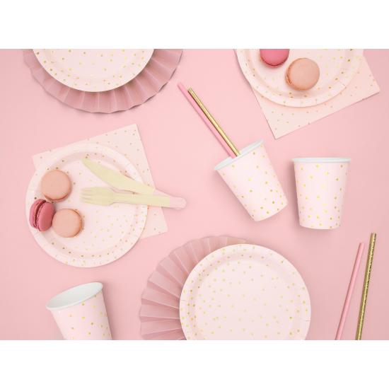 6 platos rosas con lunares dorados de papel (18 cm) - Polka Dots Collection 6 platos rosas con lunares dorados de papel (18 cm) - Polka Dots Collection