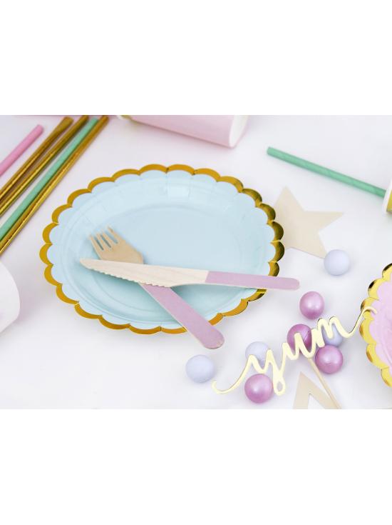6 platos verde menta de papel (18 cm) - Yummy