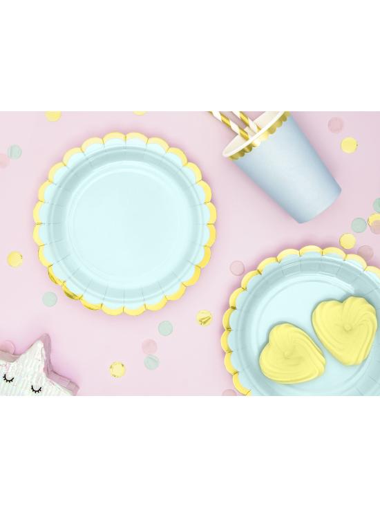 6 platos verde menta de papel (18 cm) - Yummy