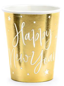 6 vasos Fin de Año Happy New Year dorados) - Jolly New Year