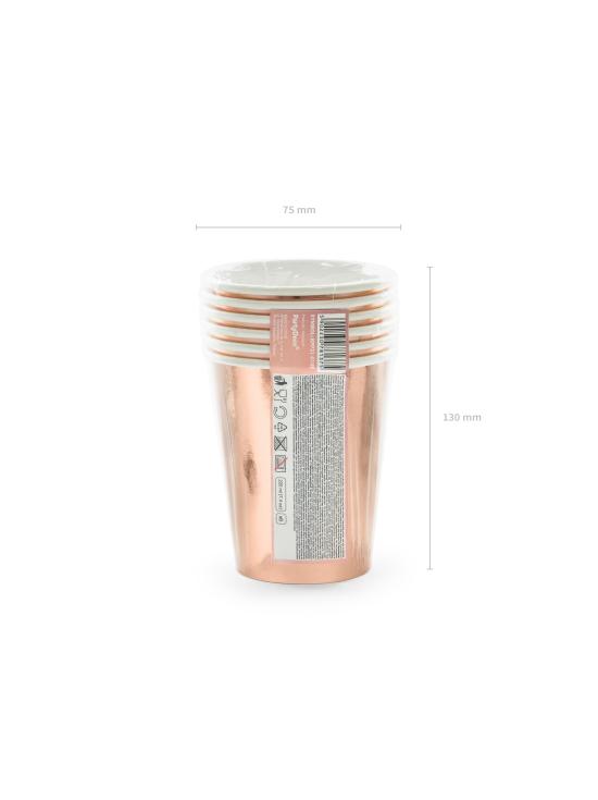 6 vasos "She said yes!" oro rosa de papel - Rose Gold Bride To Be