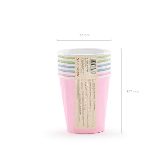 6 vasos azul pastel de papel - Pastelove