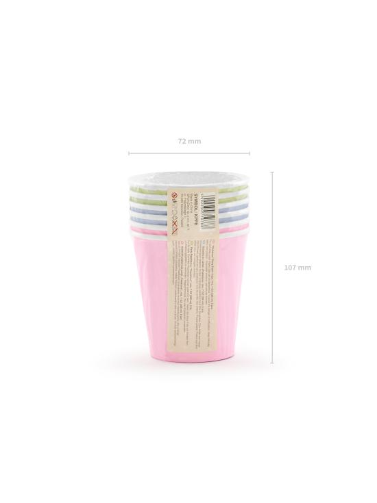 6 vasos azul pastel de papel - Pastelove