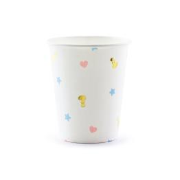 6 vasos blancos estampados multicolor de papel - Unicorn