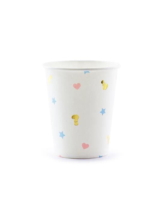 6 vasos blancos estampados multicolor de papel - Unicorn