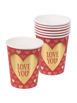 6 vasos con corazones - Love You