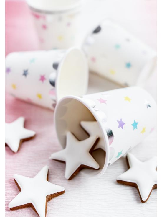 6 vasos con estrellas de colores - Unicorn Collection