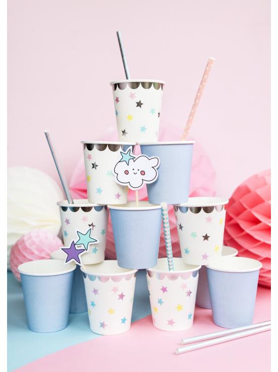 6 vasos con estrellas de colores - Unicorn Collection