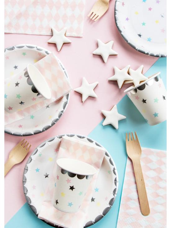 6 vasos con estrellas de colores - Unicorn Collection