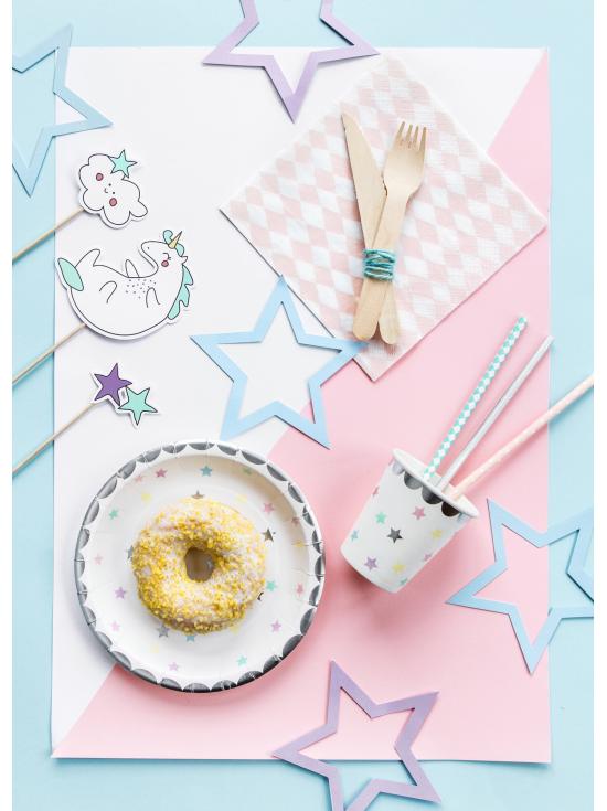 6 vasos con estrellas de colores - Unicorn Collection