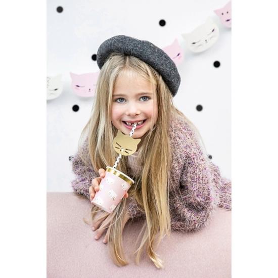 6 vasos de gatos rosa pastel de papel - Meow Party 6 vasos de gatos rosa pastel de papel - Meow Party