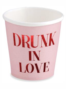 6 vasos de papel rosas "Drunk in Love" - Valentine Collection
