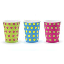 6 vasos estampado de lunares variados de papel - Colorful & holographic birthday