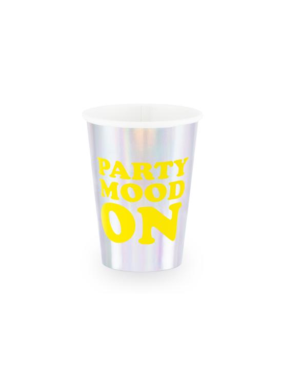 6 vasos holográficos con texto variado de papel - Electric Holo