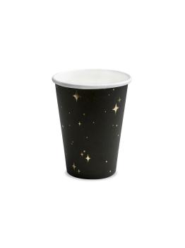6 vasos negros con estrellas doradas de papel - New Year’s Eve Collection