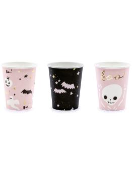 6 vasos negros y rosas - Boo!