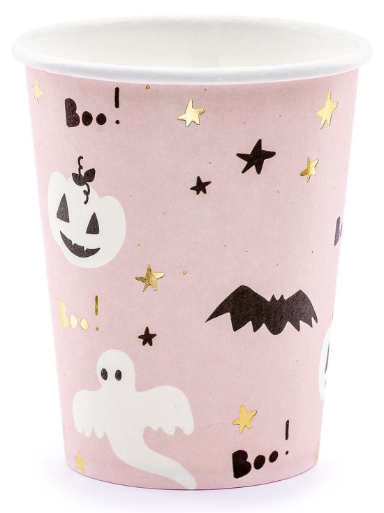 6 vasos negros y rosas - Boo!