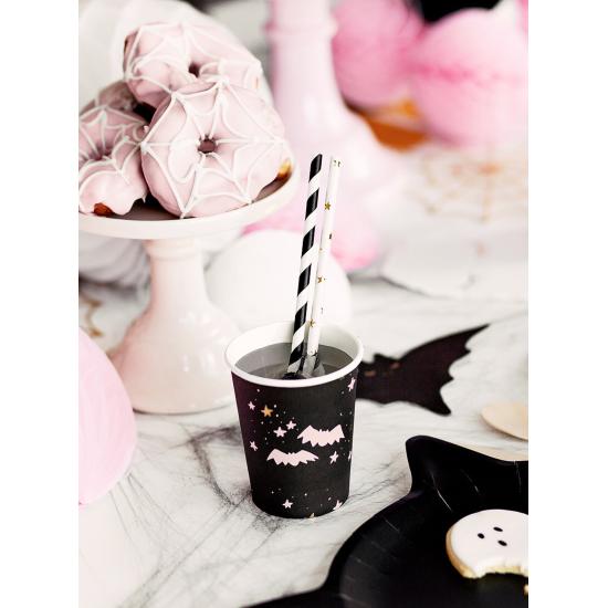 6 vasos negros y rosas - Boo! 6 vasos negros y rosas - Boo!