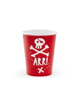 6 vasos rojos de piratas - Pirates Party