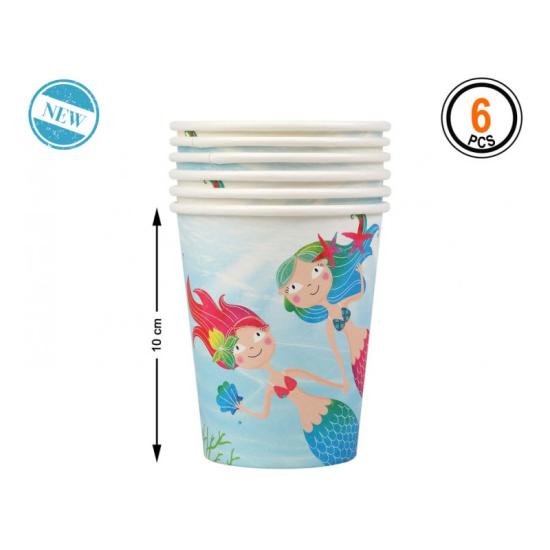 6 copos de festa da Pequena Sereia 6 copos de festa da Pequena Sereia