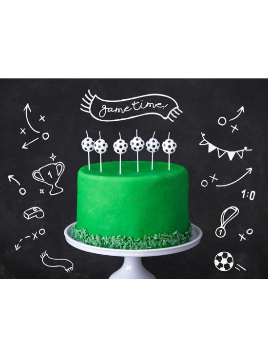6 velas de balones de fútbol (2,5 cm) - Football Party