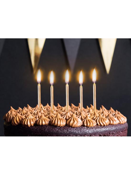 6 velas de cumpleaños doradas (6 cm)