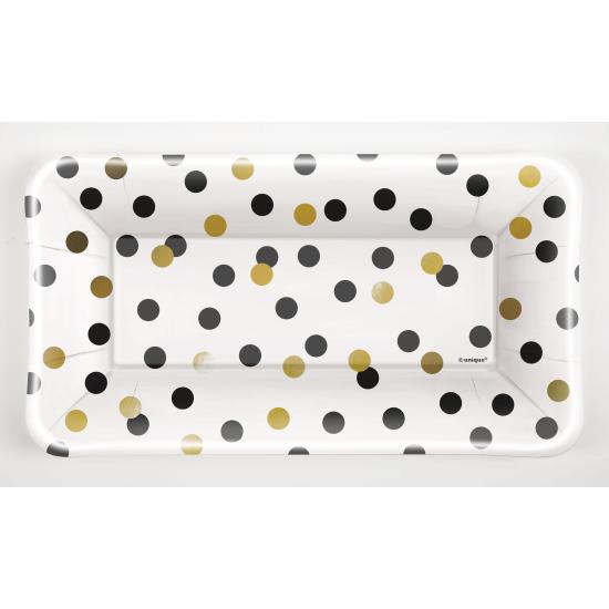 8 bandejas rectangulares de Nochevieja (22,86x12,7) - Glittering New Year Chic Party