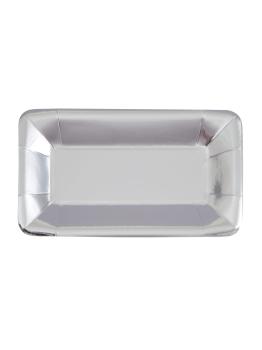 8 bandejas rectangulares plateadas - Solid Colour Tableware