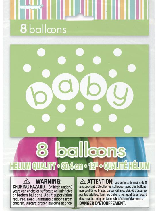 8 globos (30 cm) - Pastel Baby Shower
