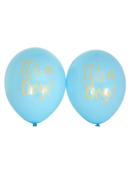 8 globos azules "It's a boy" (30 cm) - Pattern Works Blue