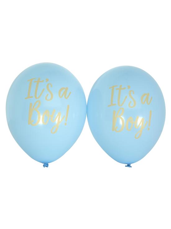 8 globos azules "It's a boy" (30 cm) - Pattern Works Blue