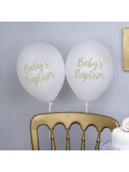 8 globos blancos para bautizo (30 cm) - Baptism