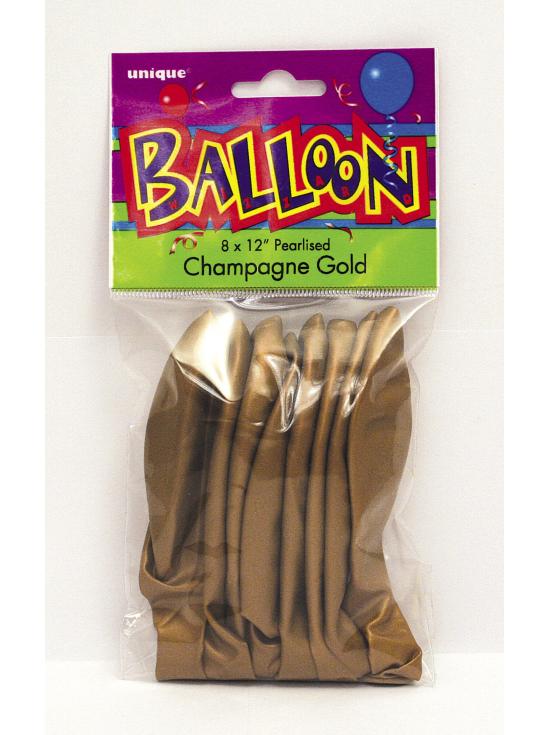 8 globos dorados metalizados (30 cm) - Línea Colores Básicos