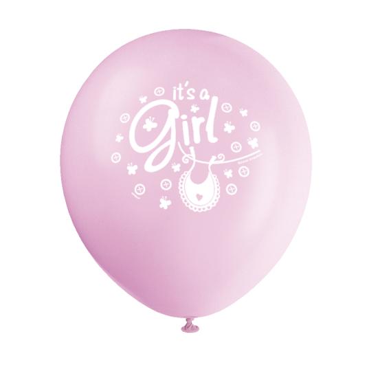 8 globos rosas (30 cm) - Pink Clothesline Baby Shower