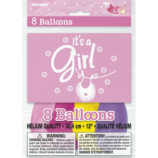 8 globos rosas (30 cm) - Pink Clothesline Baby Shower