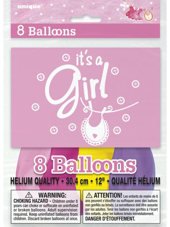 8 globos rosas (30 cm) - Pink Clothesline Baby Shower