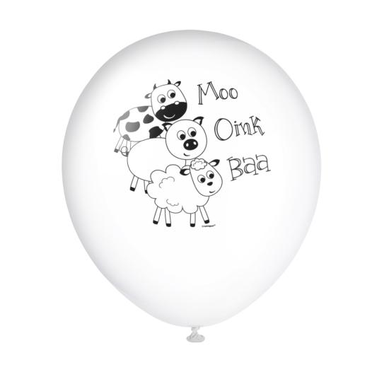 8 globos verdes con animales de granja (30 cm) - Farmyard Party