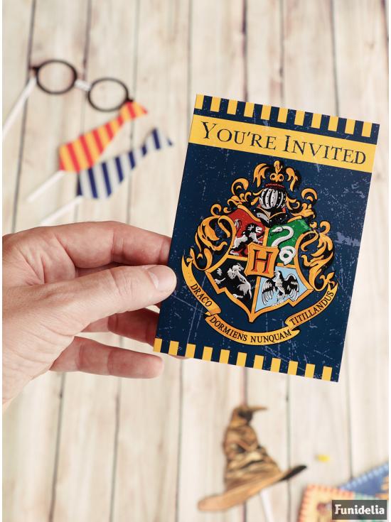 8 invitaciones Casas de Hogwarts - Harry Potter