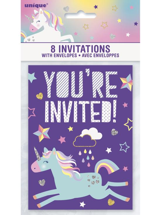 8 invitaciones de unicornio - Happy Unicorn